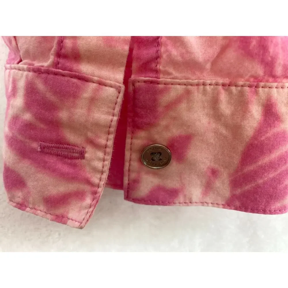 Michael Kors XL Cropped Shirt Top Women‎ Tie Dye Floral Print Pink Barbie